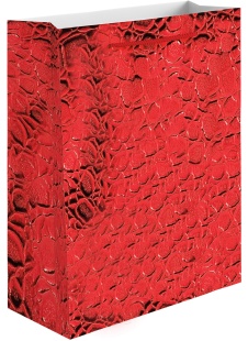 Пакет подарочный, 210гр, Кожа крокодила, Красный, Металлик, 15*12*7 см, 1 шт.